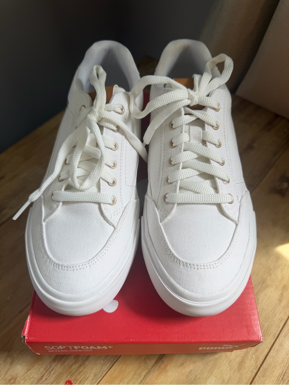Puma White Court Classic Vulc Sneakers Size 9 - Picture 3 of 6